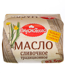 Изображение 5655 Масло слив Вкуснотеево Традиционное 82,5% 200г Штука линкавер Молочный Юг