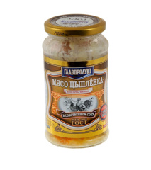 Изображение 6372 Мясо цыпленка в собственном соку в/с Главпродукт 425г с/б