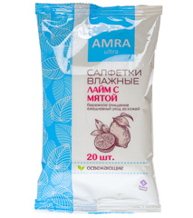 Изображение 1278 Салфетки влажные освеж 4 фруктовых аромата Amra 20шт м/у