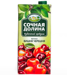 Изображение 0148 Сокосодержащий напиток из яблок, вишни и черешни осветленныйТМ Сочная Долина 0,95 л.