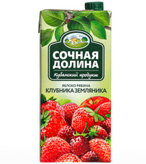 Изображение 0193 Сокосодержащий напиток из яблок, черноплодной рябины,клубники и земляники ТМ Сочная Долина 0,95