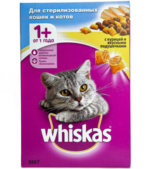 Изображение 2804 ТМ Whiskas Сух. 350 гр под.куриц д.стер кош 364сут 11 в паке
