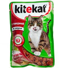 Изображение 5966 ТМ Kitekat Пауч 28*85 г Говядина в соусе 735сут 28 в паке