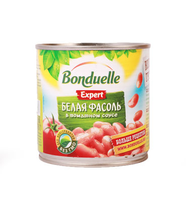 Изображение 3407 Фасоль белая в томатном соусе Bonduelle крышка-ключ 425мл