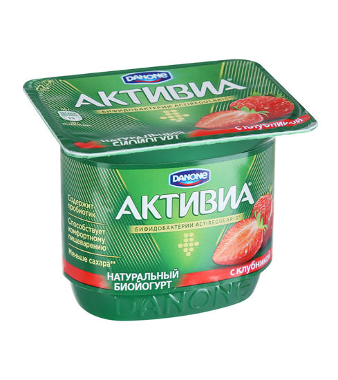 Изображение 0990 Активия Биойогурт густой обогащ. Клубника 150гр, 2,9% стакан, 30дней