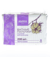 Изображение 2527 Ватные палочки Amra 200шт пакет