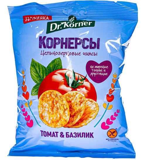 Изображение 5090 Чипсы 50 гр  цельнозерн.кукур-рис томат,базилик ТМ Др.Кернер