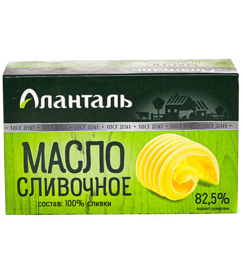Изображение Масло сливочное "Традиционное" 82,5%, фас. 180гр., ТМ "Аланталь"
