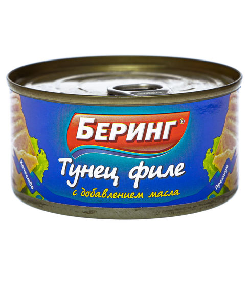 Изображение ТУНЕЦ филе с д/м с/к 185г 48шт ТМ Беринг