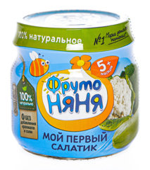 Изображение ФН 80г. Пюре из капусты брок.,кабачк.и цветн.капусты "Мой первый салатик" для пит.дет.ран..возр