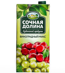 Изображение Сокосодержащий напиток яблочно-виноградный «Виноградный микс»осветленный ТМ Сочная Долина 1,93л