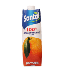 Изображение Сок 1л SANTAL Апельсиновый Prisma, 12мес.