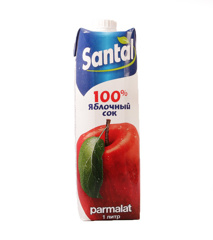 Изображение Сок 1л SANTAL Яблочный Prisma, 12мес.