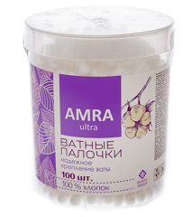 Изображение Ватные палочки AMRA 100шт пл/уп