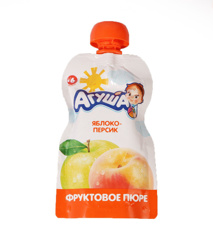 Изображение Пюре фруктовое "Агуша" Яблоко-Персик 90г, Pouch-pack