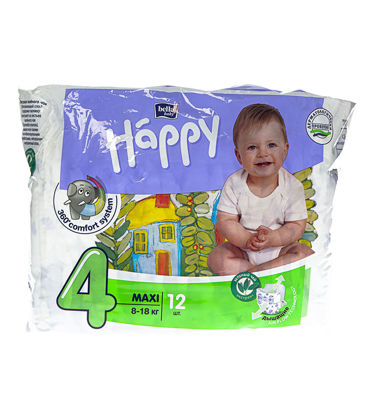 Изображение Подгузники bella baby Happy, р-р Maxi, 8-18 кг, 12шт