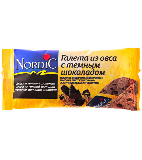 Изображение Галеты Nordic из овса с темным шоколадом 30г