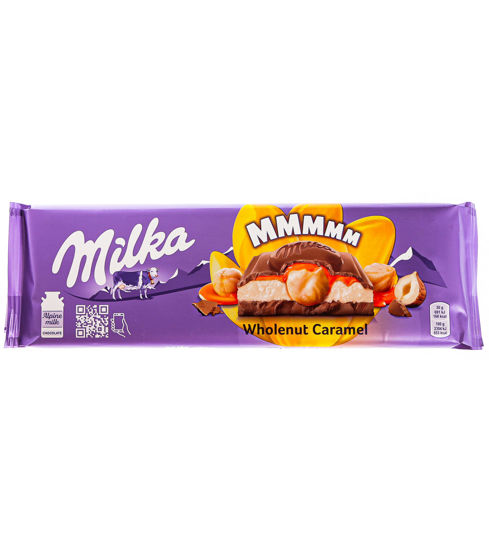 Шоколад Milka Wholenut Caramel молочный с фундуком и карамелью 300г