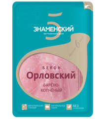 Изображение Бекон Орловский в/к свин кат Г с/нар м/а 500г Штука Знаменский 60сут