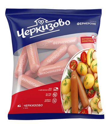 Изображение Фермерские сосиски пмо з/а пакет 650 г ШТУКА
