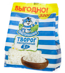 Изображение БЗМЖ 7721 Простоквашино Творог рассыпчатый 5% 320г Пакет ГК10 (шт.)