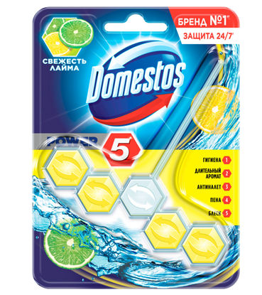 Изображение 1147 DOMESTOS БЛОК ДЛЯ ОЧИЩЕНИЯ УНИТАЗА POWER 5 СВЕЖЕСТЬ ЛАЙМА 9X55Г