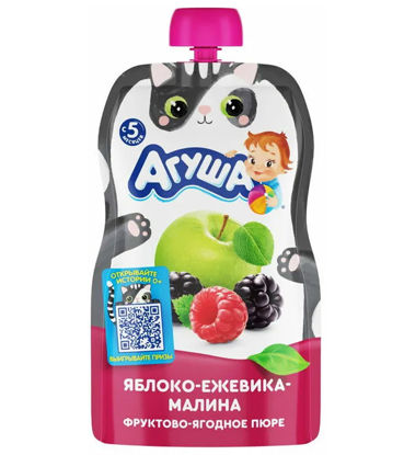 Изображение 2325 Пюре фруктовое "Агуша" Яблоко-Ежевика-Малина 90г, Pouch-pack, 365 дн. (шт.)