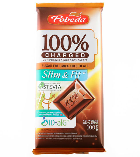 Изображение 5703 Шоколад молочный без добавления сахара "Чаржед" "Слим энд фит", 100 г