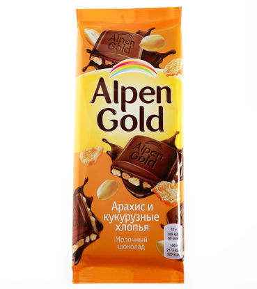 Изображение 7061 Шоколад Альпен Гольд молочный арахис-кукурузные хлопья 85г