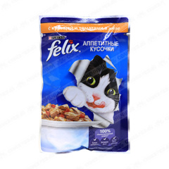 Изображение 0135 Корм для котов 75 г Purina Felix AGAIL Курица,томат м/уп
