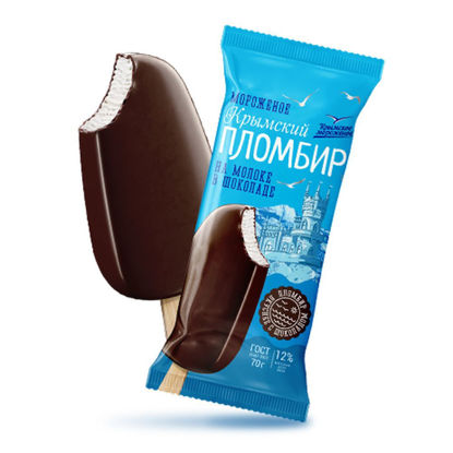 Изображение 2517 Мороженое ЭскимоКрымский пломбирв шоколаде 70гр. ТМ Крымское мороженое