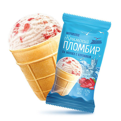 Изображение 2579 Мороженое Стакан Крымский пломбир на молоке с печеньем  80гр ТМ Крымское мороженое