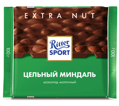 Изображение 3002  Шоколад Ritter молочный Extra Nut  с цельным миндалем, 100 г