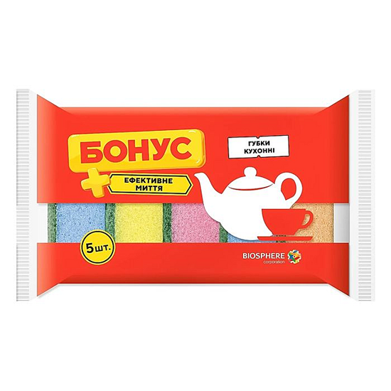 Изображение 3933 Губки для  посуды 5шт ТМ БОНУС м/уп 