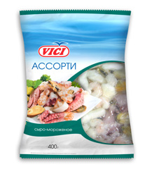 Изображение 4214 Ассорти из морепродуктов сыро-мороженых, VICI, 400 г.