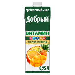 Изображение 5053 Напиток сокосодержащий 0,95 л Добрый Витамин мультифрукт Тропический микс т/пак