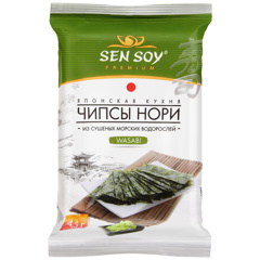 Изображение 5157 Сэнсой Премиум Чипсы Нори из морской капусты Wasabi4,5г
