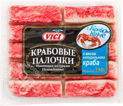 Изображение 5734 Крабовые палочки Охлаждённые с мясом натурального краба, VICI, 250 гр.