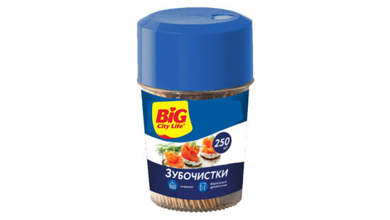 Изображение 6355 Зубочистки 250 шт BIG City деревянные п/бан