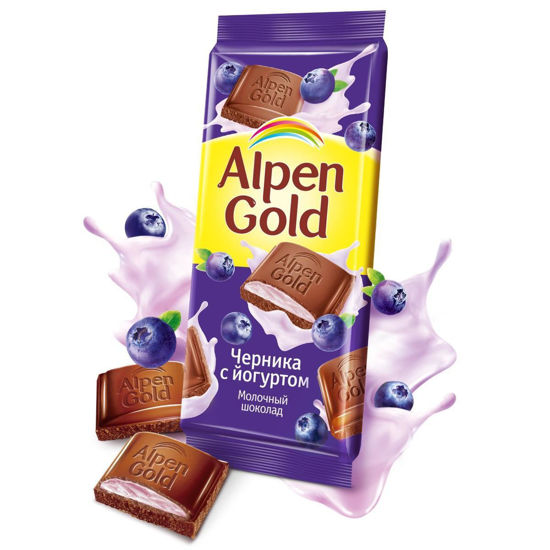 Изображение 6804 Шоколад Альпен Гольд молочный черника с йогуртом 85г