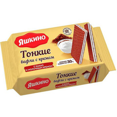 Изображение 7321 Вафли тонкие 144 г Яшкино с какао и молоч.кремом м/уп
