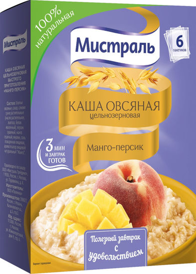 Изображение 8904 Каша МИСТРАЛЬ в коробке Манго-Персик  6*40г (шт.)