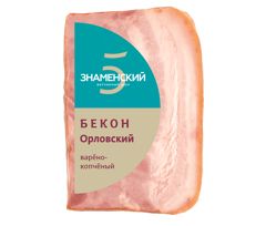 Изображение Бекон Орловский в/к свин кат Г сервир нарез м/а 130г Штука Знаменский