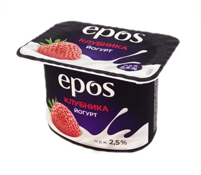 Изображение БЗМЖ 1041 Йогурт густой "EPOS" с клубникой. С массовой долей жира 2,5 %, 120г (шт.)