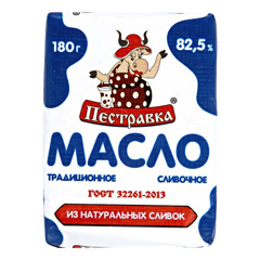 Изображение БЗМЖ 1276 Масло 180 г Пестравка Традиционное мдж 82,5% фас. фольга