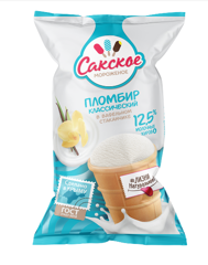 Изображение БЗМЖ 1404 Мороженое 500 г Сакское молочное ПРОТЕИН + в семейной упаковке (колбаса) ф/пак