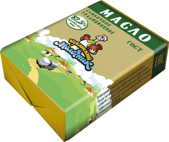 Изображение БЗМЖ 2404 Масло "Традиционное" м.д.ж. 82,5% Кубанский Молочник, фольга 170гр