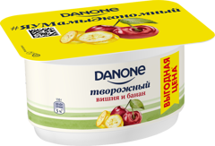 Изображение БЗМЖ 2558 Продукт творожный 110 г Простоквашино Вишня банан мдж 3,6% п/ван