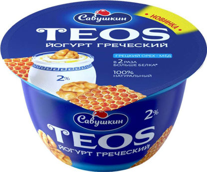 Изображение БЗМЖ 2745 Йогурт "Греческий TEOS"  м.д.ж. 2,0 % п/ст 250 г с вкусовым наполнителем // "Злаки с клетчаткой льна"