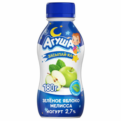 Изображение БЗМЖ 3544 Йогурт фруктовый "Агуша" 2.7% зелен. ябл-мелисса  "Засыпайка" 180 мл (шт.)